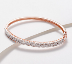 Affinity Diamonds Rose-Clad Sterling Silver Hinge 8"" Bangle