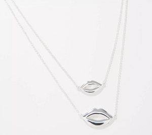 Attitudes by Renee Silver Tone Layered Lips Necklace