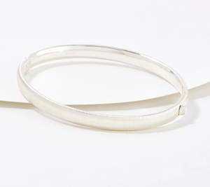 UltraFine 950 Silver Polished Finished Oval Tube Hinged design Bangle Large