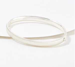UltraFine 950 Silver Oval Tube Satin Finish Bangle Bracelet Size Large
