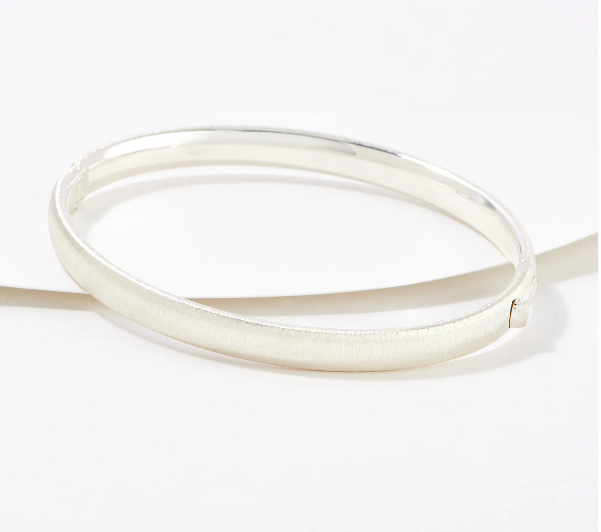 UltraFine 950 Silver Oval Tube Satin Finish Bangle Bracelet Size Large