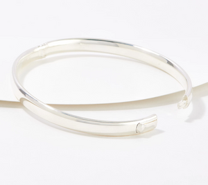 UltraFine 950 Fine Silver Oval Tube Satin Finish Bangle 6-3/4"