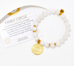 T.Jazelle Moonstone Gemstone & Family Circle Charm Beaded Gold Clad SS Bracelet
