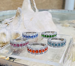 Generation Gems Sterling Silver Exotic Blue Zircon & White Topaz  Band Ring Size 9