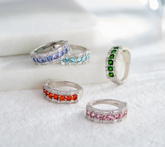 Generation Gems Sterling Silver Exotic Blue Zircon & White Topaz  Band Ring Size 9