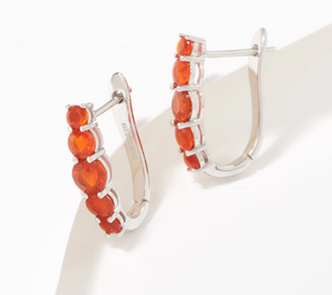 Generation Gems Graduated Round Fire Opal Half Hoop Earrings – Sterling Silver
