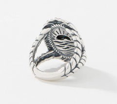 American West Sterling Silver Oval Howlite Gemstone Rope Border Ring, Size 6