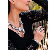 American West Sterling Silver Oval Howlite Gemstone Rope Border Ring, Size 6