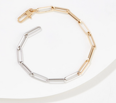 Eterna Two Tone 14K Gold Paperclip Chain Bracelet Avg