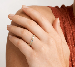 Diamonique 18K Gold Clad Sterling Silver Chevron Styled Ring Size 7