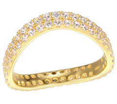 Diamonique 18K Gold Clad Sterling Silver Chevron Styled Ring Size 7