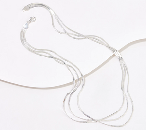 UltraFine 950 Silver 3-Row Herringbone 18" Necklace