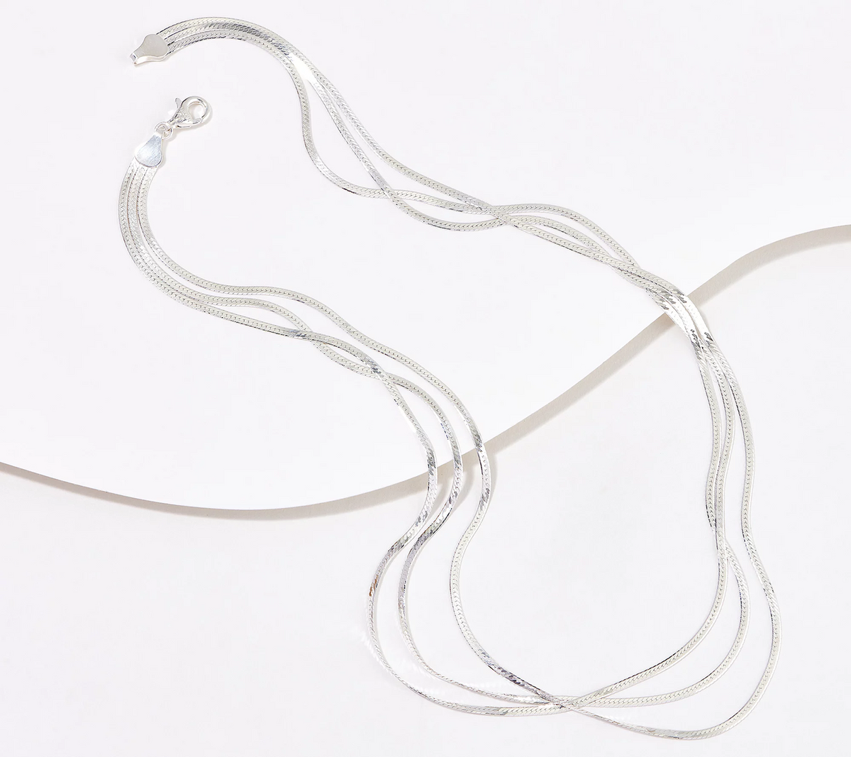 UltraFine 950 Silver 3-Row Herringbone 18" Necklace
