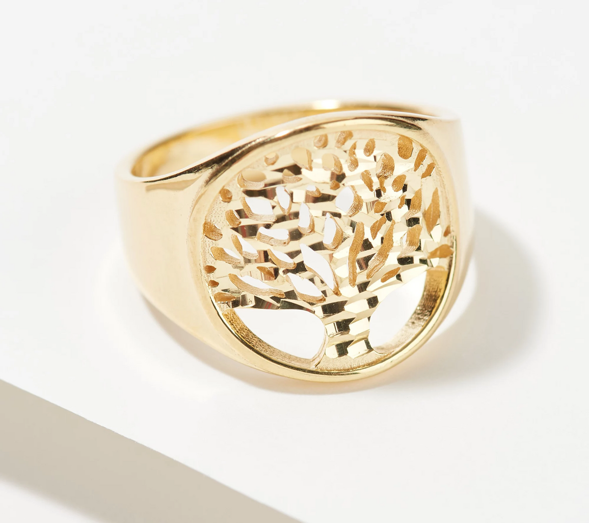 Italian Silver Serling Goldclad Tree of Life Graduated Band Ring, Size 8