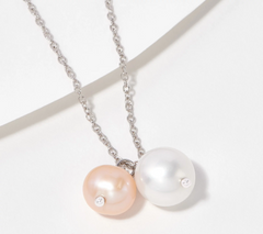 Affinity Sterling Silver White & Pink Cultured Pearl 18" Necklace