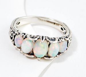 Artisan Crafted Sterling Silver Oval Cut Ethiopian Opal Ring Size 11