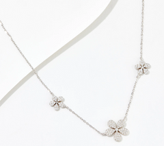 Diamonique Sterling Silver Pave Daisy Necklace