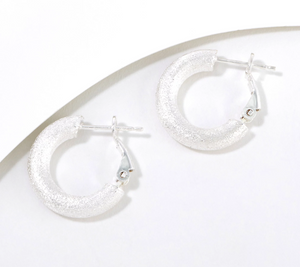 UltraFine 950 Silver Satin Finish 3/4" Hoop Earrings