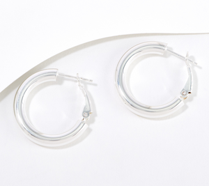 UltraFine 950 Silver Choice of Texture 1" Hoop Earrings