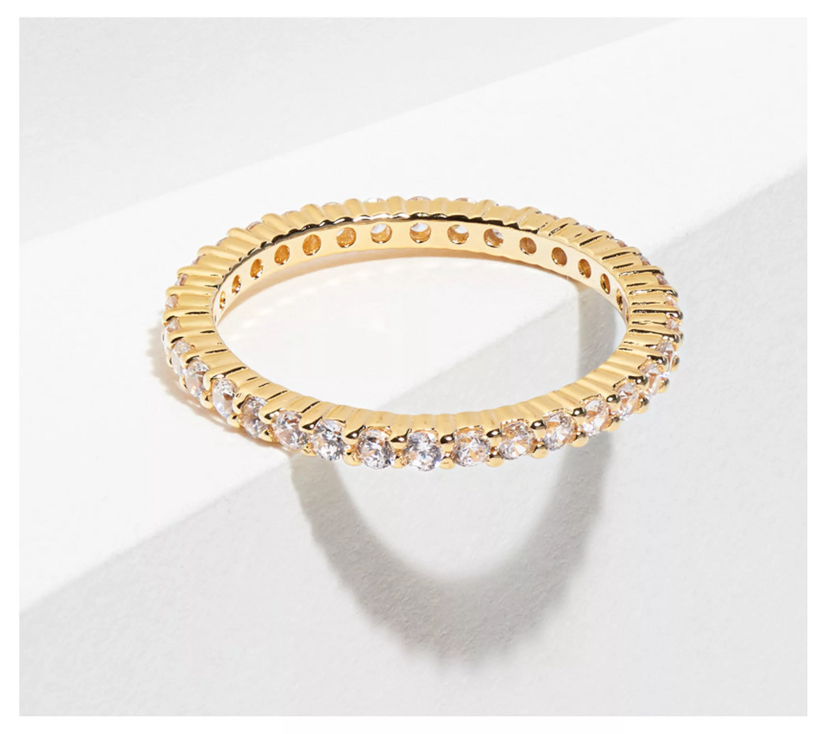 Diamonique Gold Clad Sterling Silver Diamond Eternity Band, Size 8