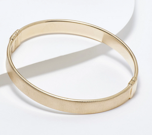 Italian Silver Satin Diamond Cut 9mm Bangle SS, Gold tone, Small