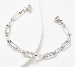 Affinity Diamonds Sterling Silver Magnetic Paperclip Bracelet Size 8"