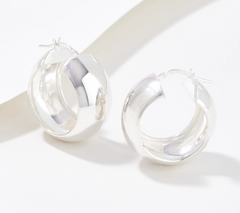Silver Style Sterling Silver Bold Hoop Earrings 1"