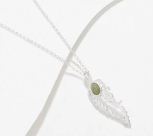 Connemara Marble DMQ Sterling Silver Feather Pendant