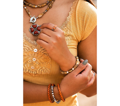 American West Sterling Silver Picture Jasper Beaded Toggle Bracelet Large