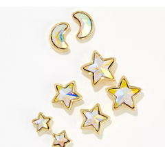 Kirks Folly Starlight Set of 4 Stars and Moon Pierced Earrings, Goldtone