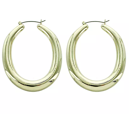 True Lovelies Goldtone Oval Tube Hoop Earrings