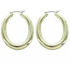 True Lovelies Goldtone Oval Tube Hoop Earrings