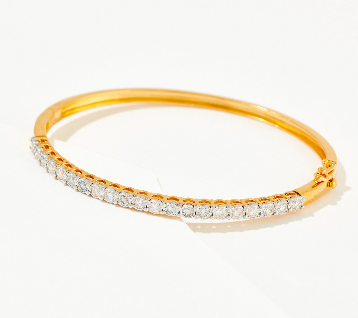 Fire Light Lab Grown Diamond Hinge Sterling Silver Bangle Small