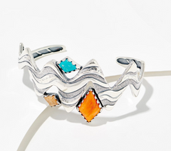 American West Sterling Silver Multi-Gemstone Sandia Cuff Bracelet, Lg
