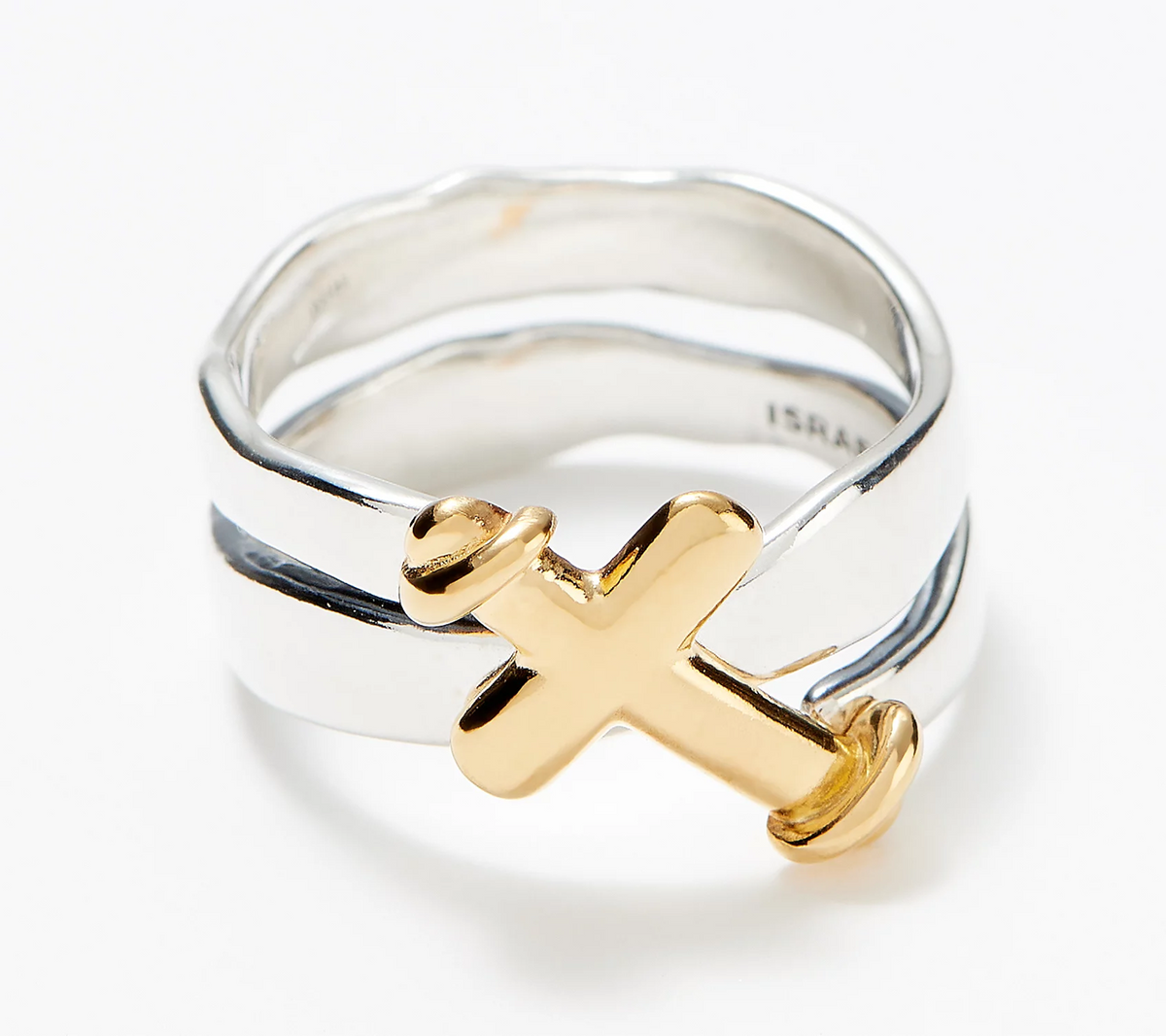 Or Paz Silver Sterling & 14K Plated Two-Tone Cross Ring, Size 9