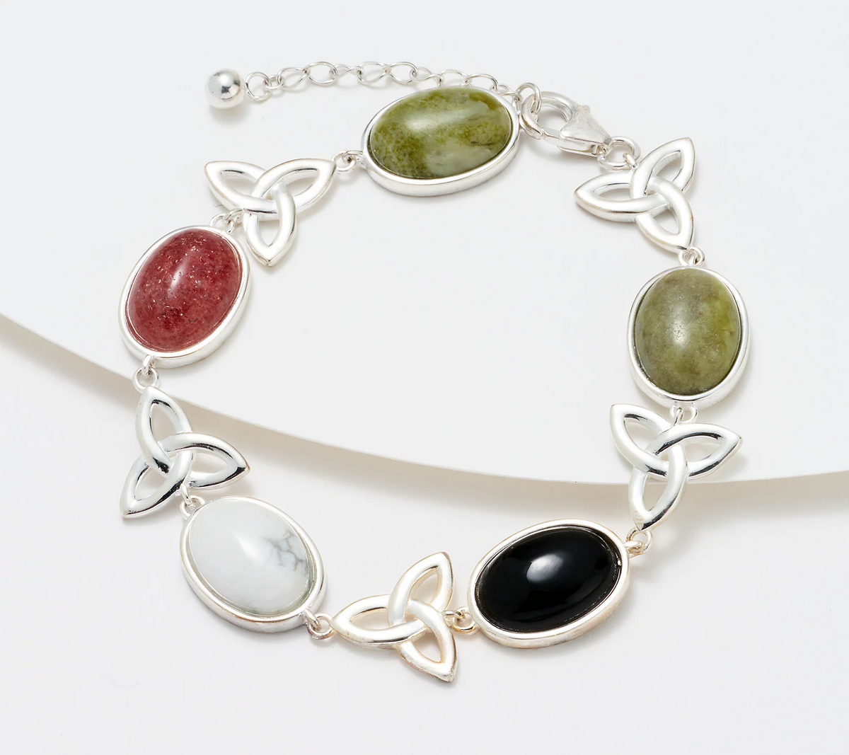 Connemara Marble Sterling Silver Colors of Ireland Bracelet, Size; 6-3/4"