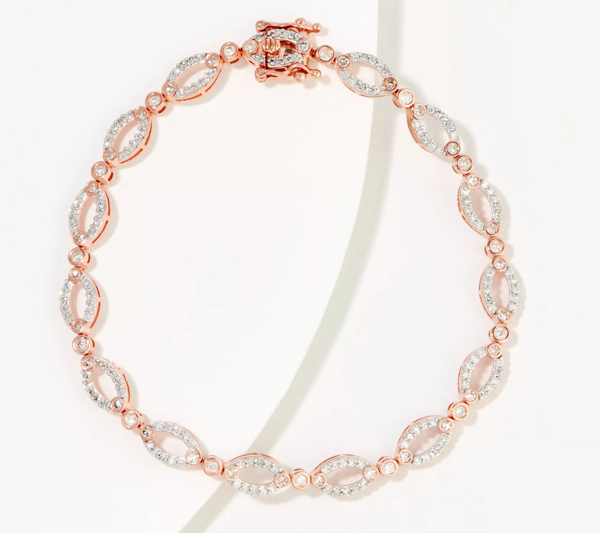 Affinity Diamonds Rose Clade Oval Link Bracelet, 8"