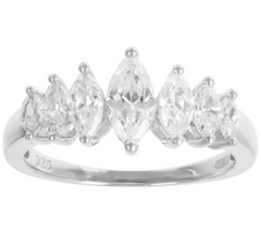 Diamonique Sterling Silver Marquise Band Ring Size 6