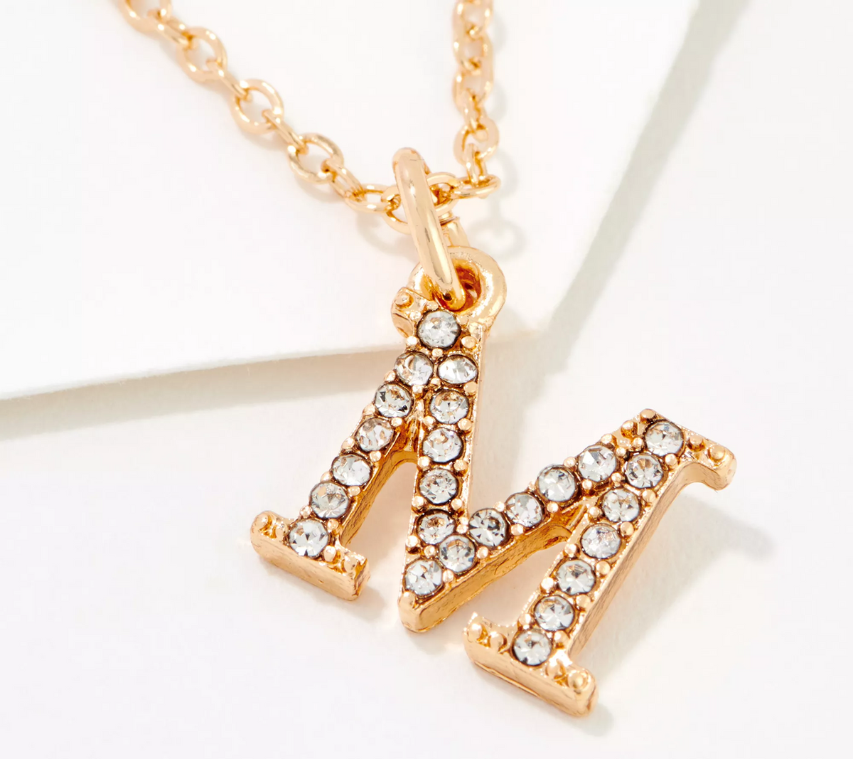 Joan Rivers Gold Tone Pave 'M" Initial Pendant Necklace