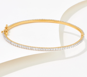 Affinity Diamonds Eternity Gold-Over Sterling Silver Bangle  Small