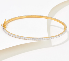 Affinity Diamonds Eternity Gold-Over Sterling Silver Bangle  Small
