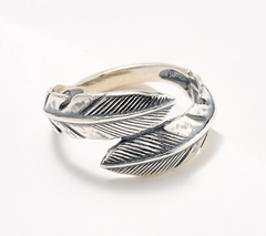 American West Sterling Silver 925 Feather Wrap Band Ring Size 11