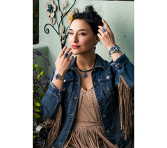 American West Sterling Silver Oval Sodalite Gemstone Cuff Bracelet 7-1/4"