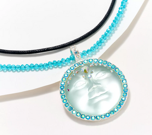 Kirks Folly Sweetheart Venus Aqua Moon Bead & Cord Silver Tone Necklace Set