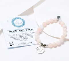 T.Jazelle Luck Gemstone Beaded Bracelet with Sterling Silver Charm, moon, Avg/L