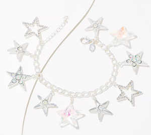 Kirks Folly Aurora Stardust Charm Silver Tone Bracelet