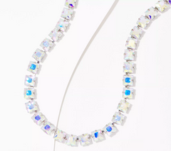Kirks Folly Aurora Borealis Essentials Square Riviere Silvertone Necklace