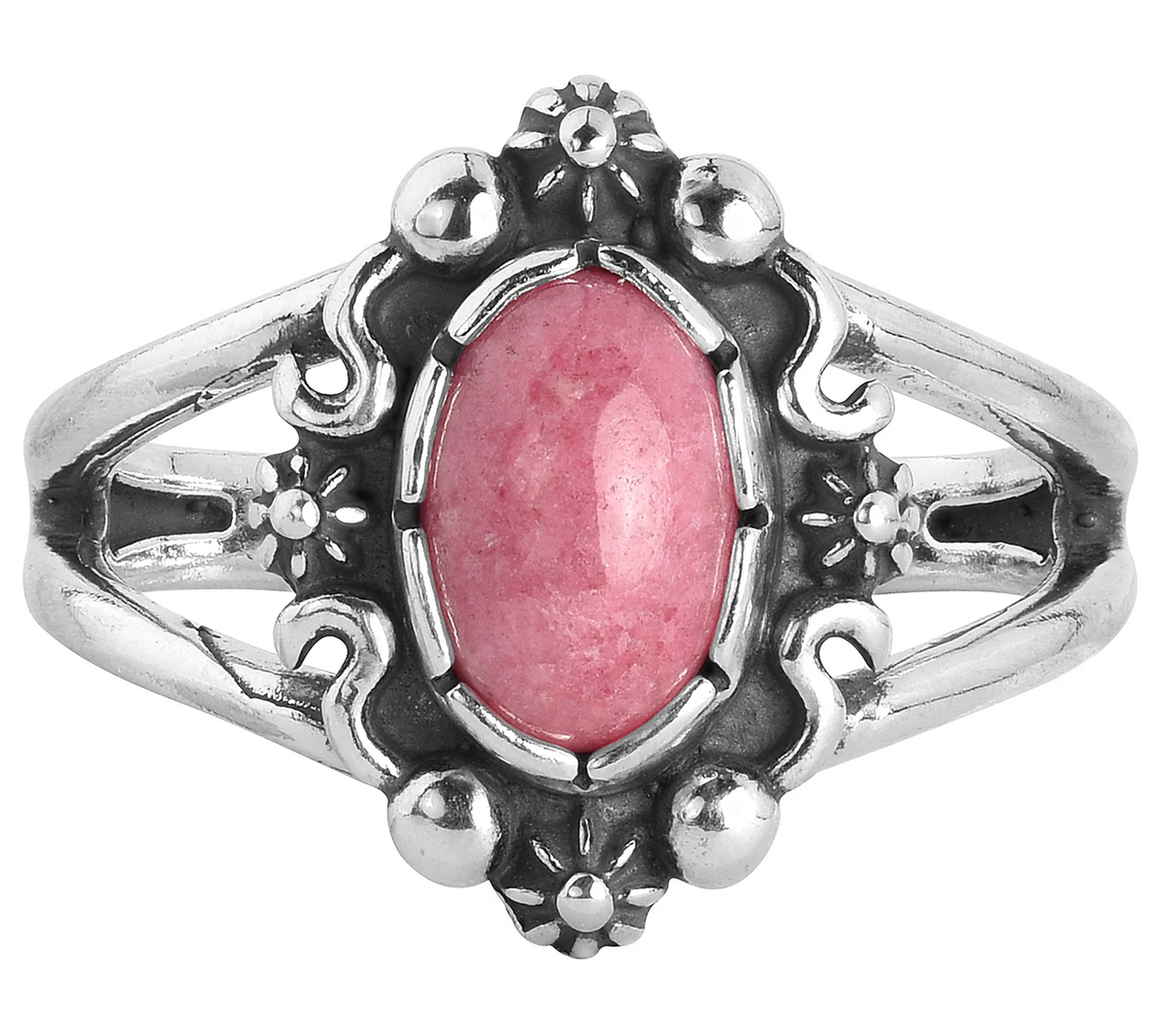 American West Classics Sterling Rhodonite Florl Ring Size 10