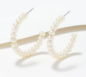 Honora Cultured Potato Pearl 1.5" Sterling Silver Hoop Earrings