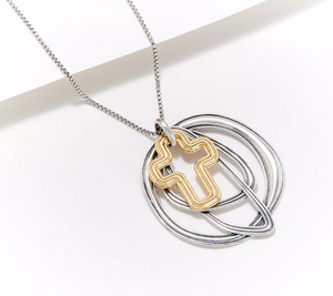 Or Paz Tow-Tone Silver Sterling & 14K Plated Cross Motif Necklace